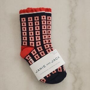Janie and Jack Red and Navy Patterned Socks